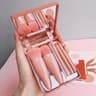 Makeup Brush Set (5 PCS) with Mirror – Soft Nylon Bristles Travel Makeup Kit